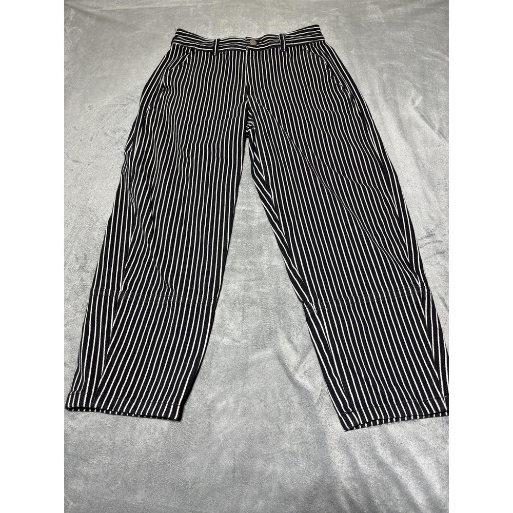 Everlane Womens 8 Black Stripe Organic Cotton Utility Barrel Pant